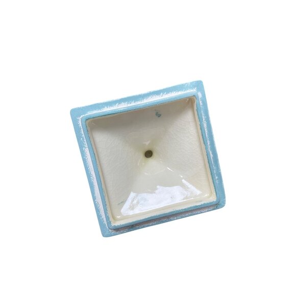 Hand-Painted David Fulmer green white Ceramic Floral Lidded Jar Vase SKU 9312 - Picture 7 of 10